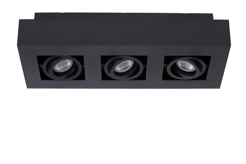 Lucide XIRAX - Ceiling spotlight - LED Dim to warm - GU10 - 3x5W 2200K/3000K - Black - turned off